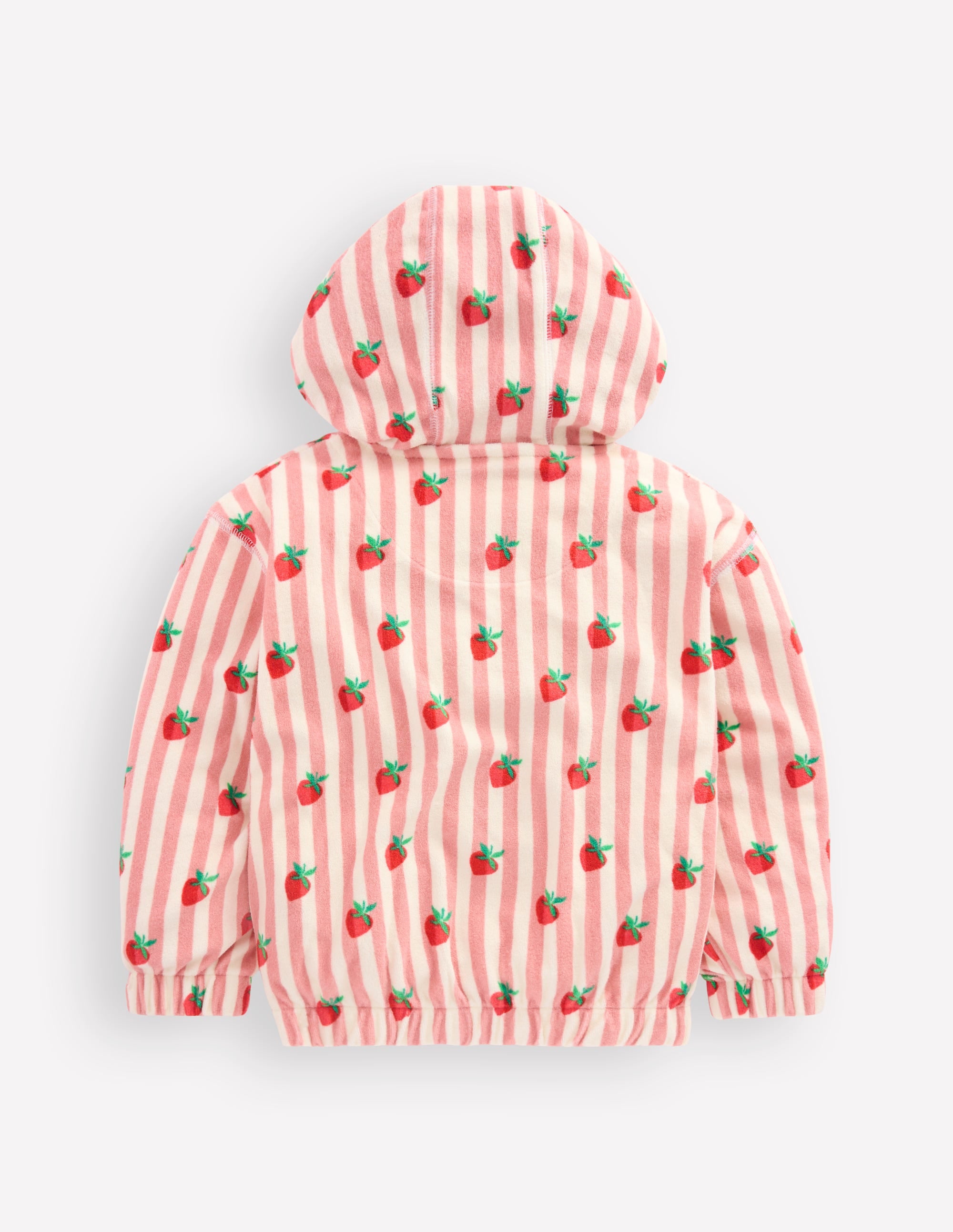 Lockerer Frottee-Kapuzenpullover-Puderrosa Erdbeeren Streifen - Image 2