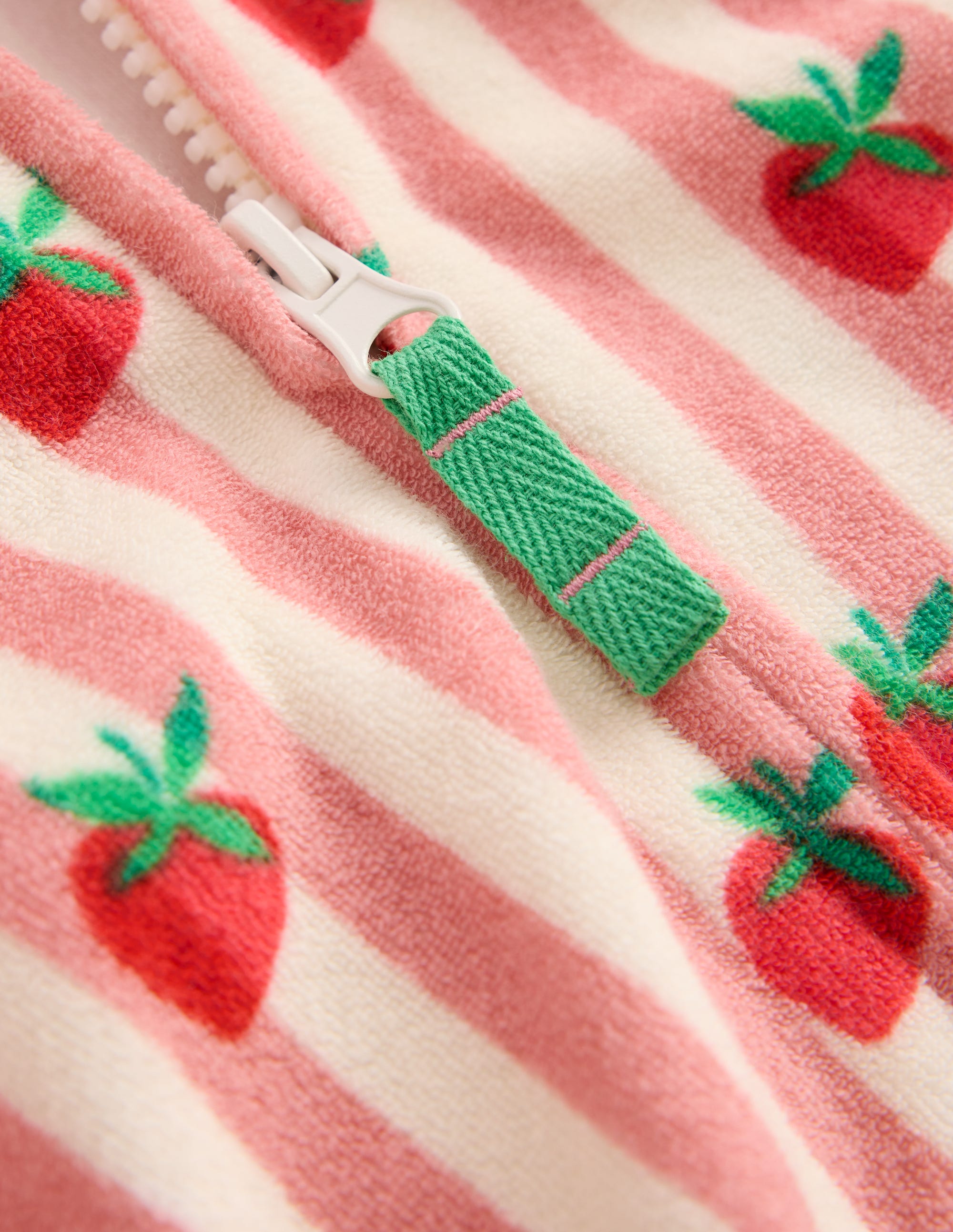 Lockerer Frottee-Kapuzenpullover-Puderrosa Erdbeeren Streifen - Image 3