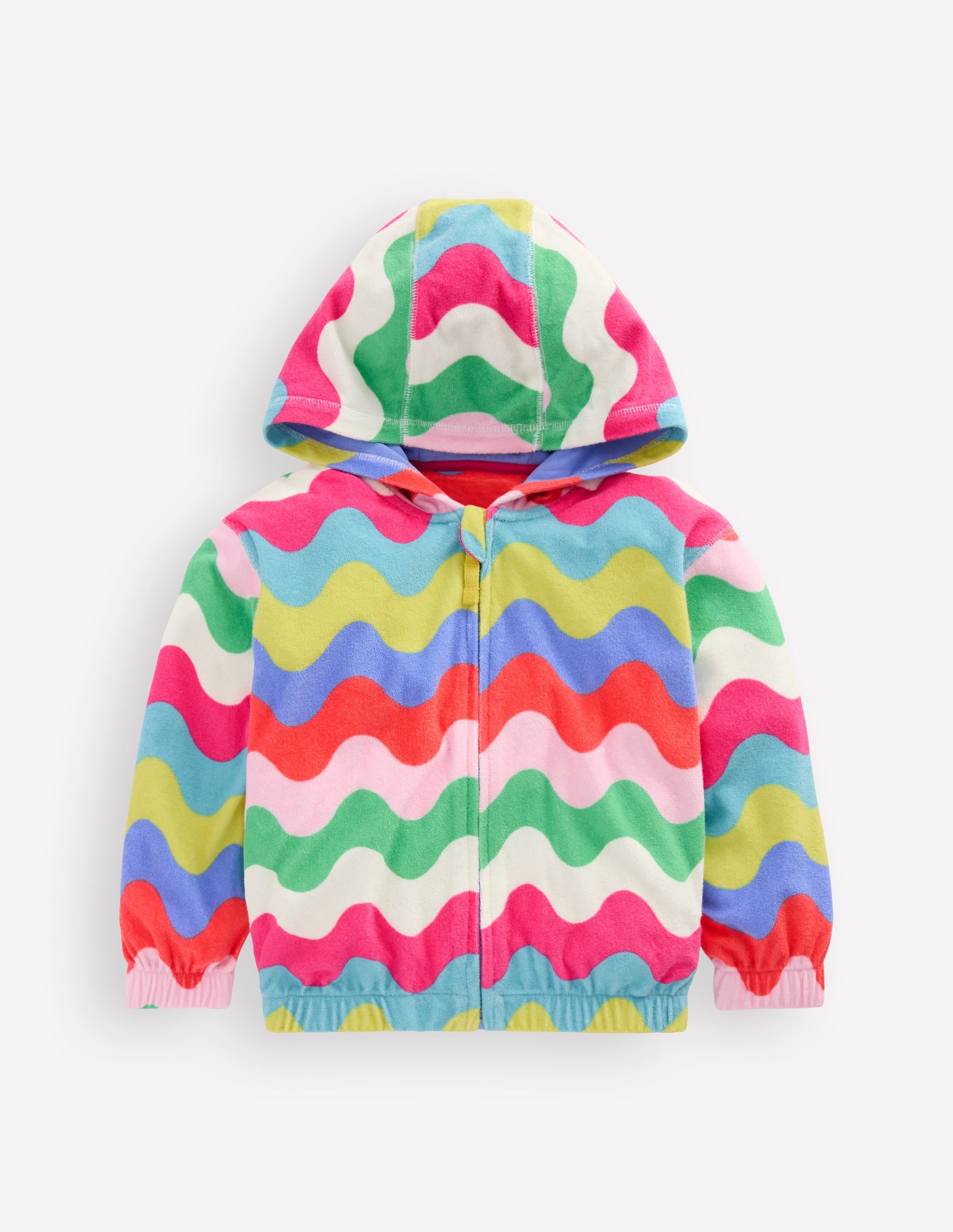 Lockerer Frottee-Kapuzenpullover-Bunt Wellen Streifen - Image 1