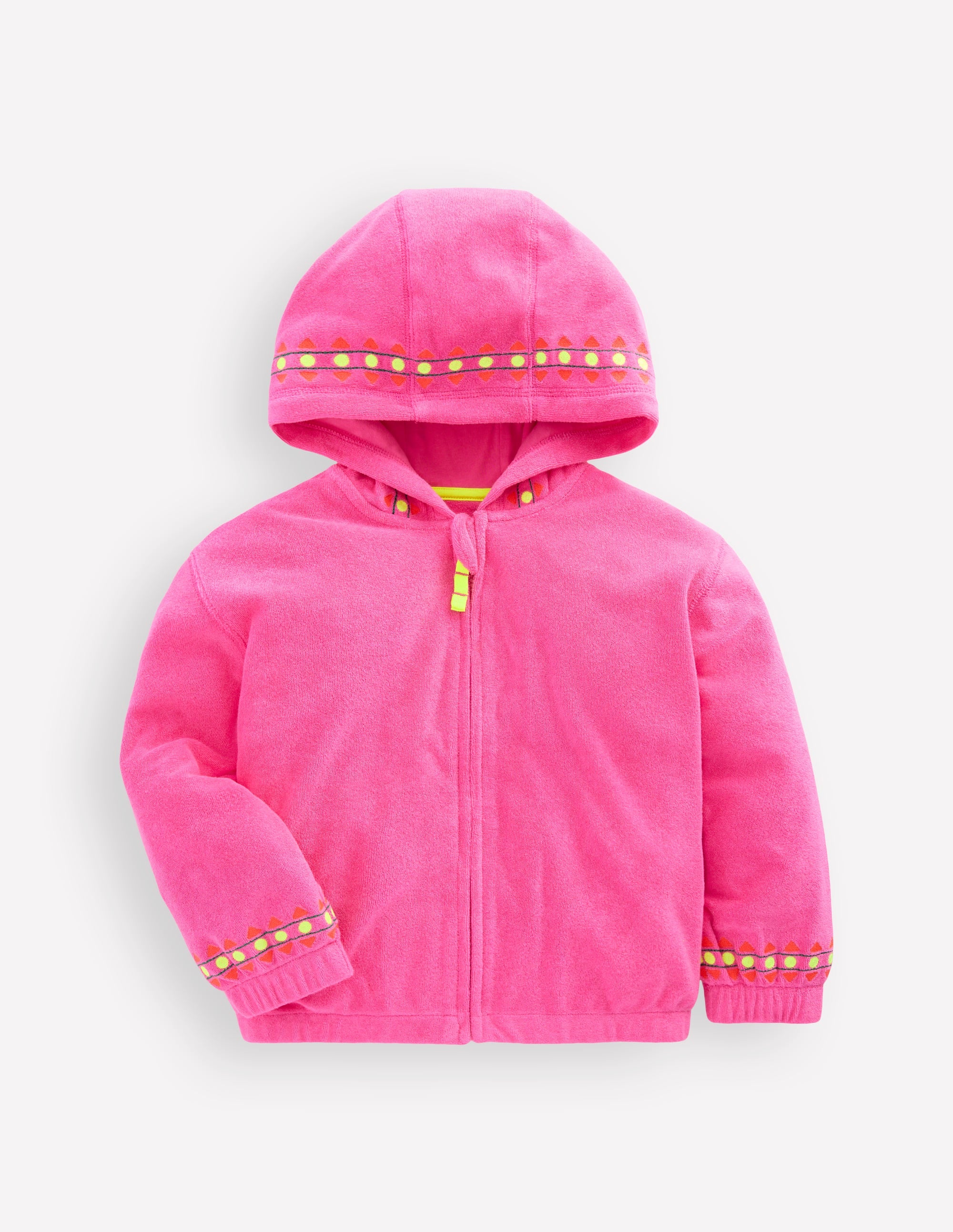 Lockerer Frottee-Kapuzenpullover-Rosa Stickerei - Image 1