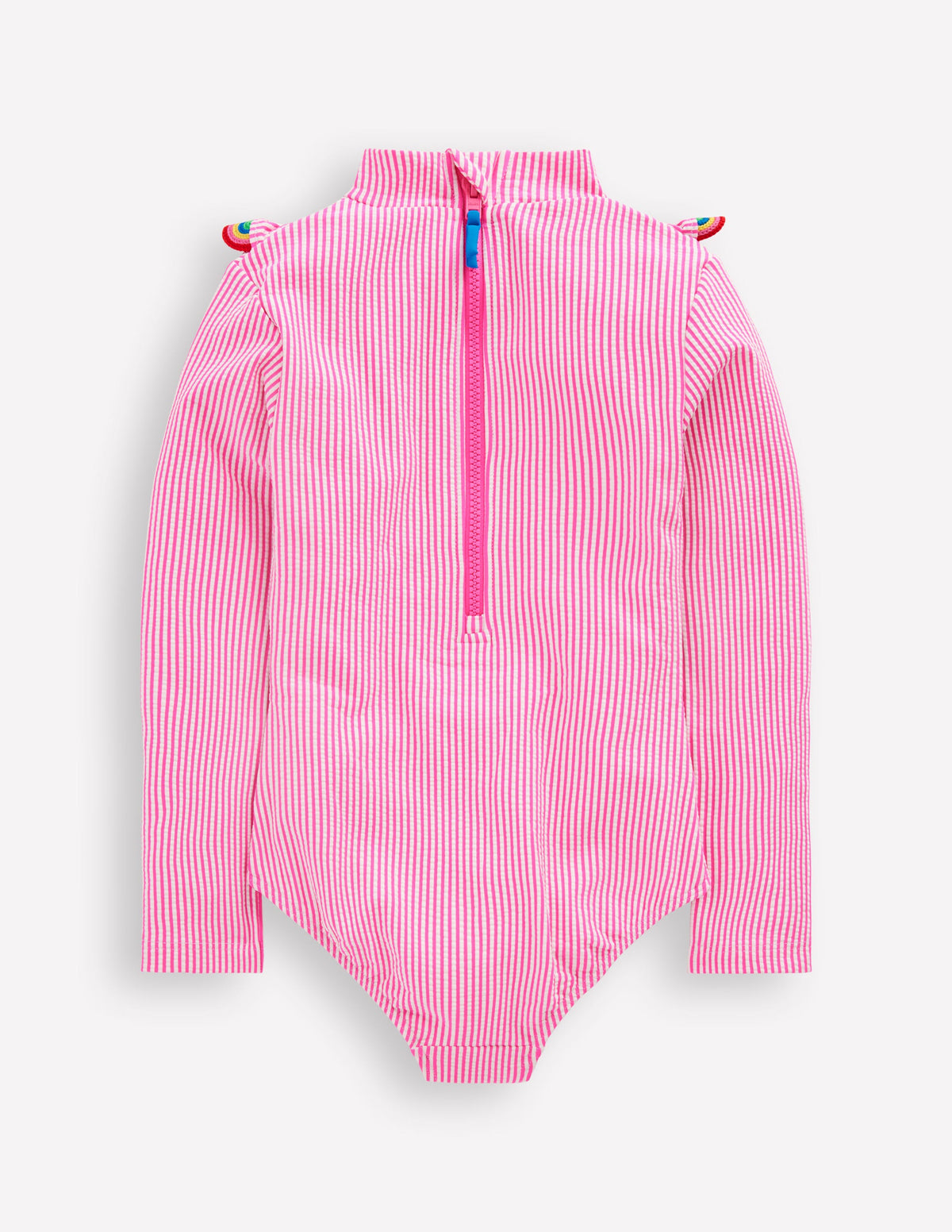 Langärmliger Badeanzug mit Rüschen-Pink Streifen Regenbogen - Image 2