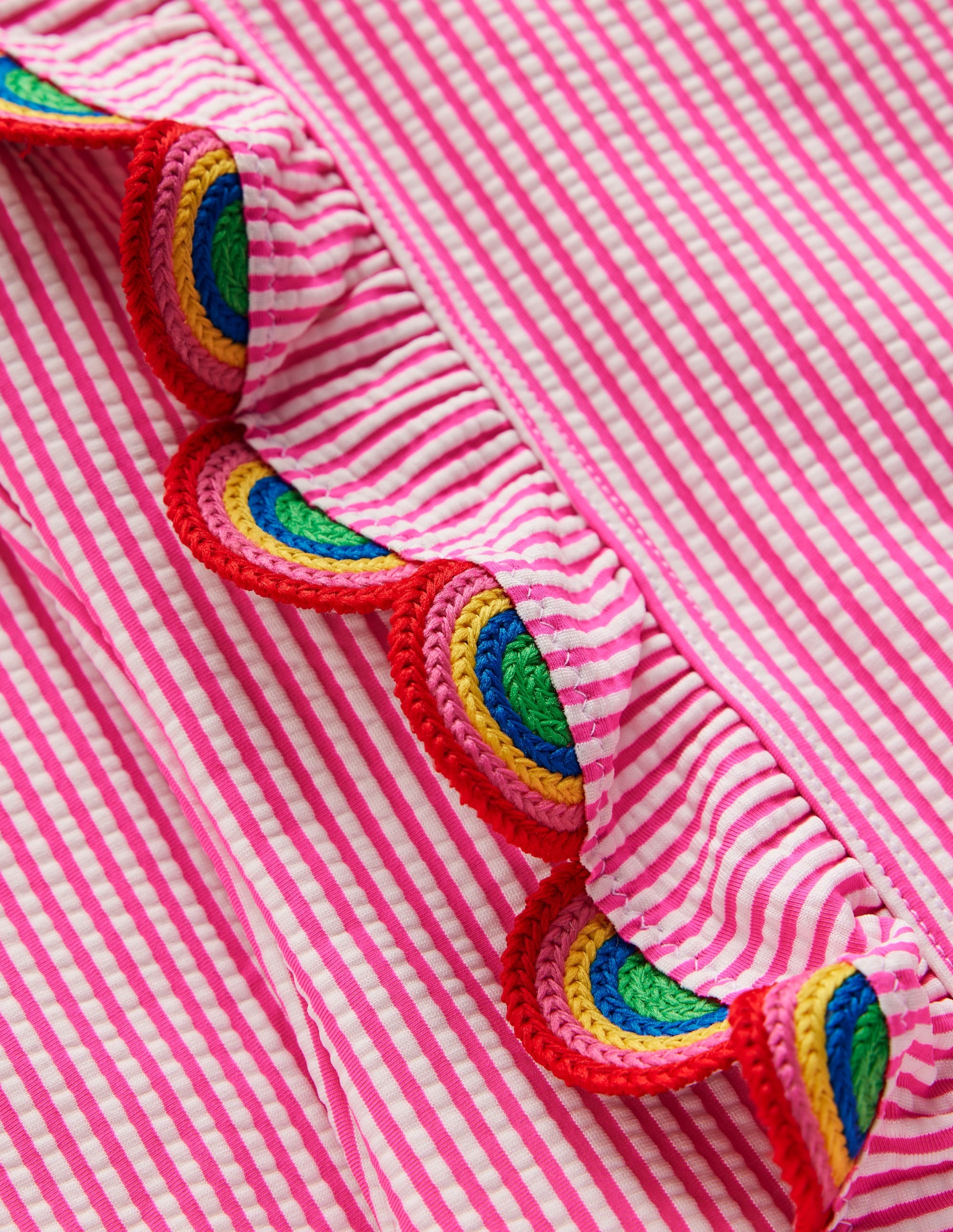Langärmliger Badeanzug mit Rüschen-Pink Streifen Regenbogen - Image 3