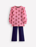 Sweat Tunic and Flare Set-Pink Posy