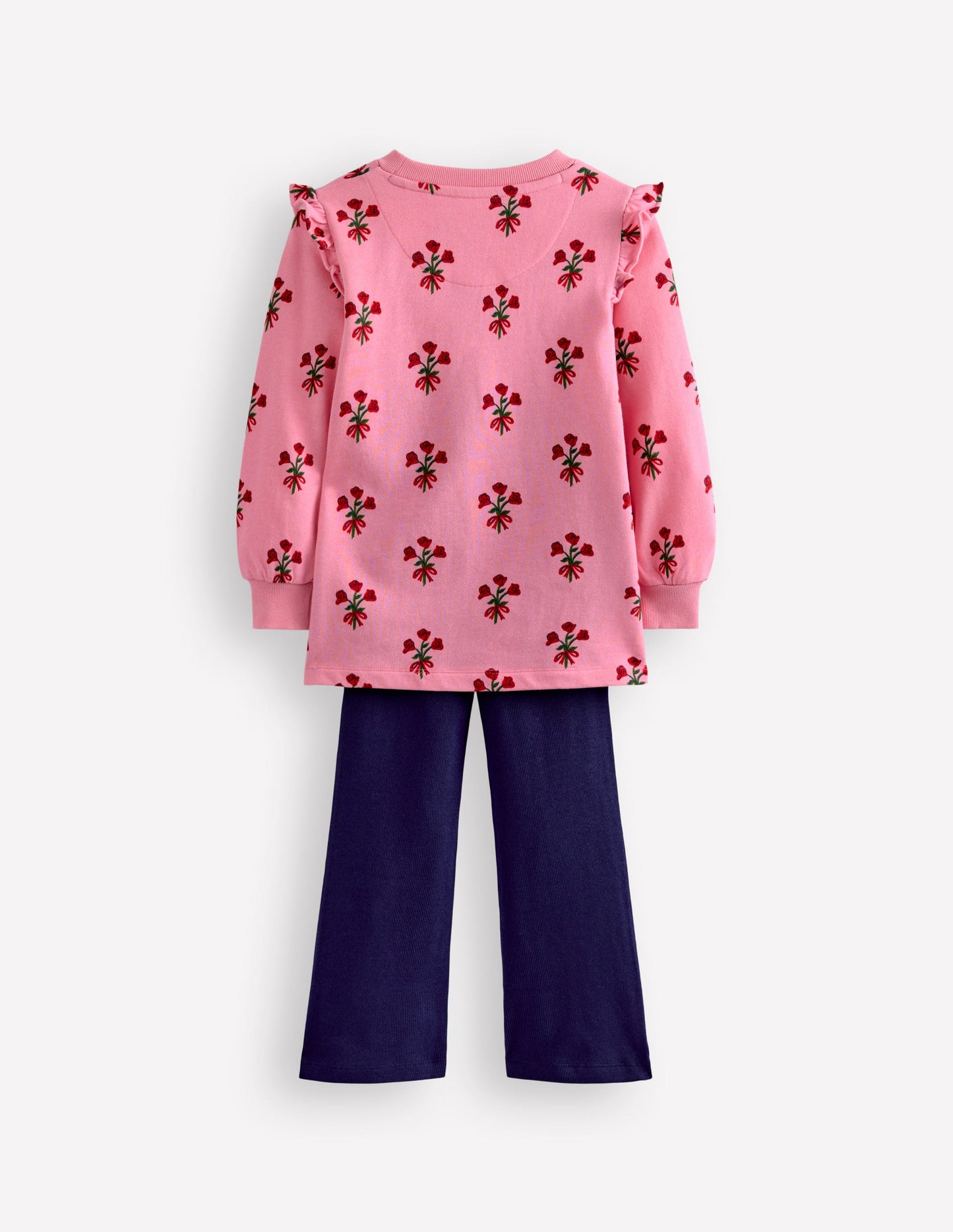 Set aus Sweat-Tunika und ausgestellter Hose-Rosa Kleiner Blumenstrauß