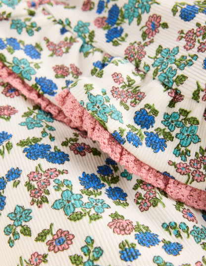 Ensemble avec tunique côtelée-Motif floral ivoire doux-3