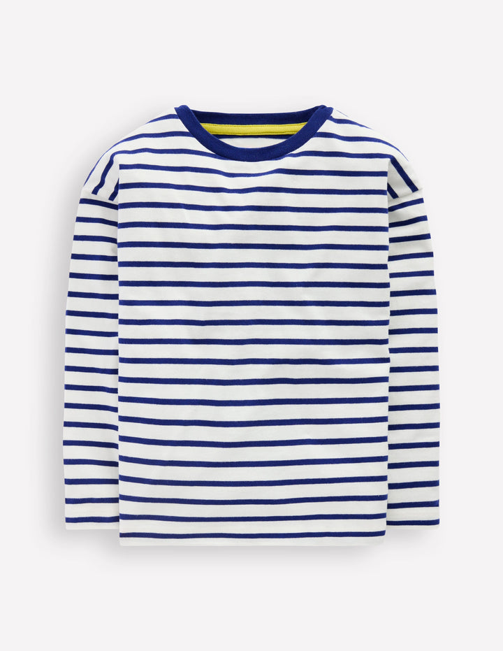 Bretonshirt mit Streifen-Dunkelblau/Ecru