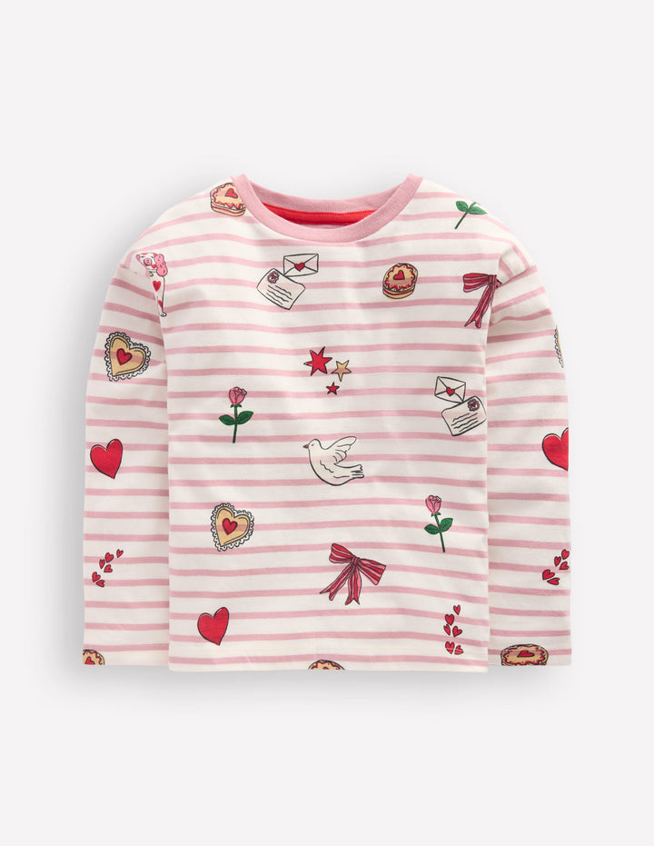 Marinière décontractée-Rayé Saint-Valentin rose