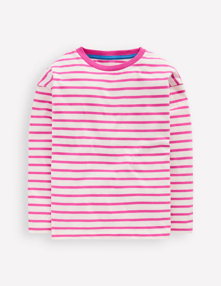 Bretonshirt mit Streifen-Rosarot/Naturweiß