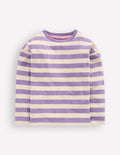 Lässiges Bretonshirt-Lila/Grau Meliert Streifen