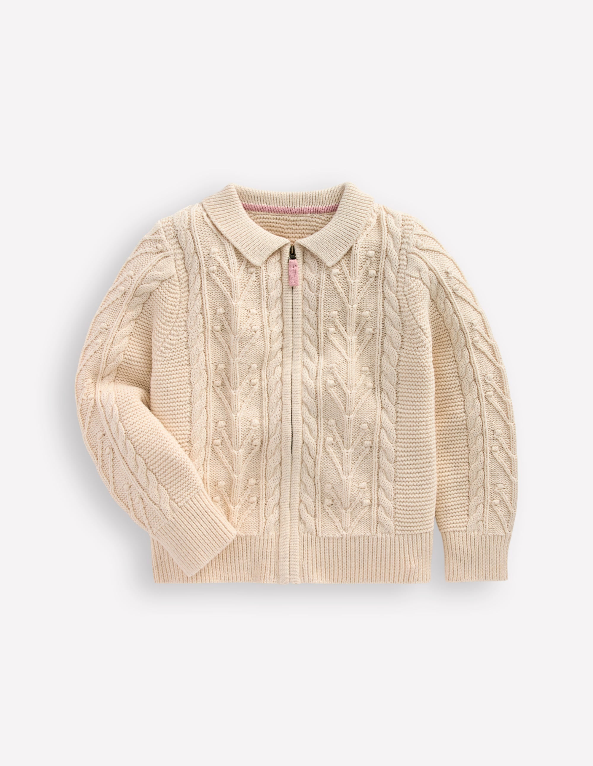 Pullover mit Zopfmuster, Kragen und Reißverschluss-Anenome - Image 4