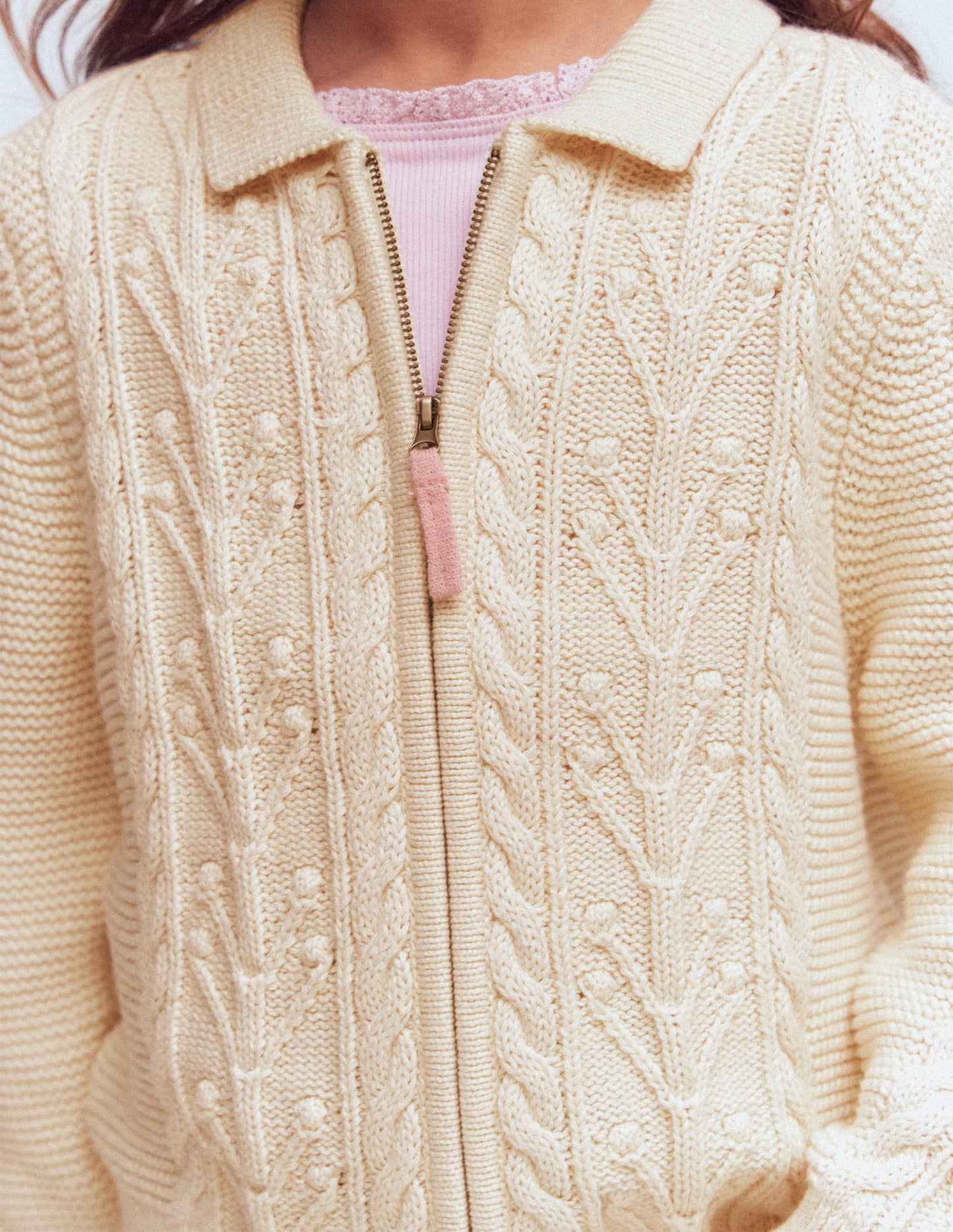 Gilet zippé et torsadé à col-Anenome