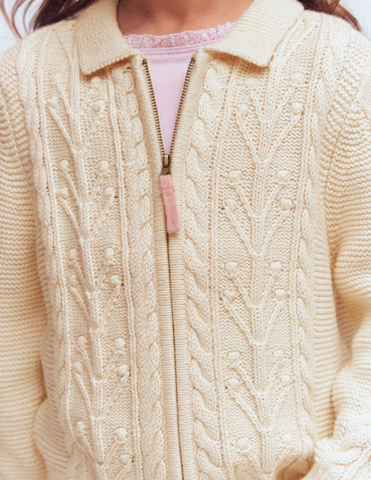 Gilet zippé et torsadé à col-Anenome-2