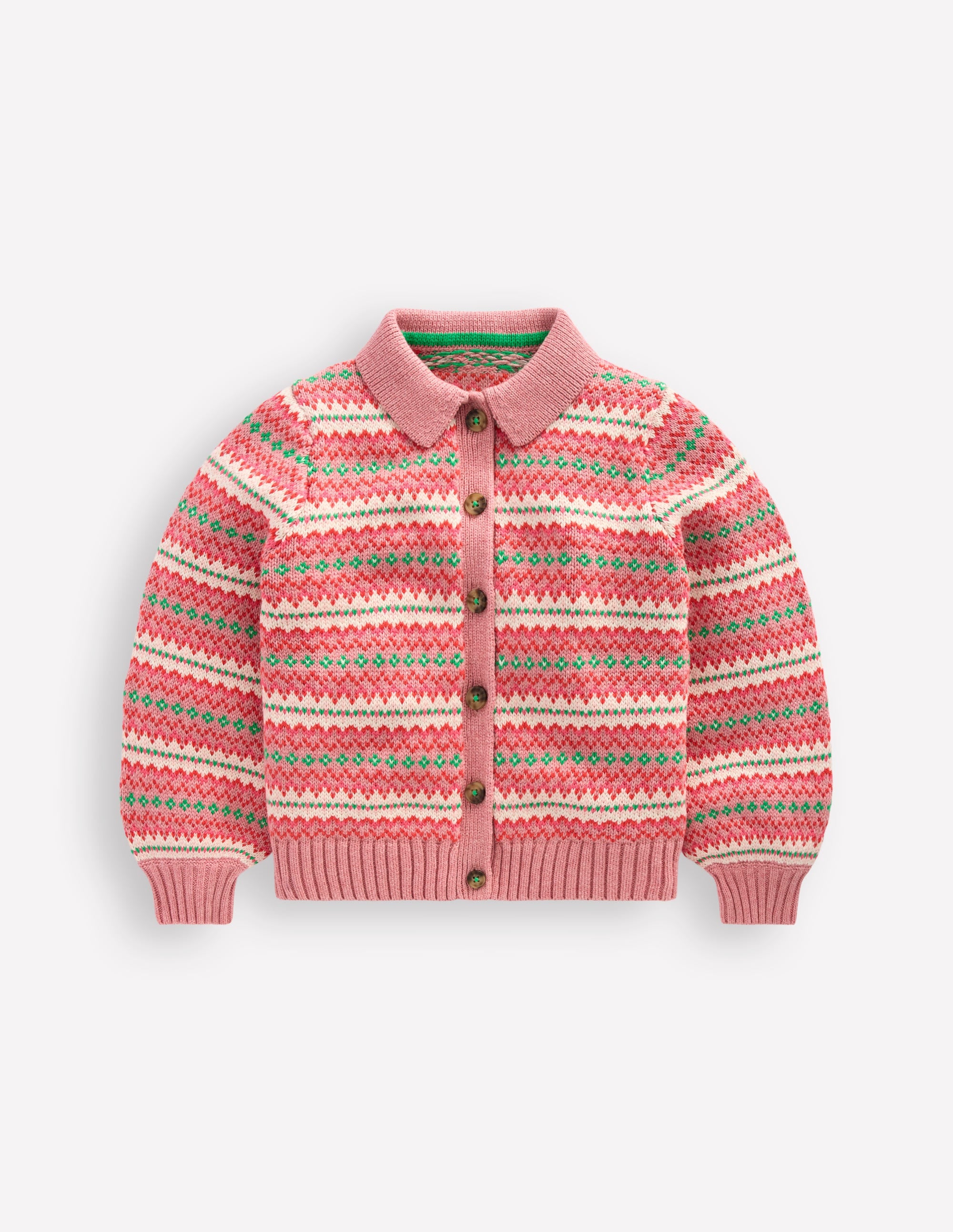 Fair-Isle-Strickjacke mit Kragen-Vintage-Rosa - Image 5