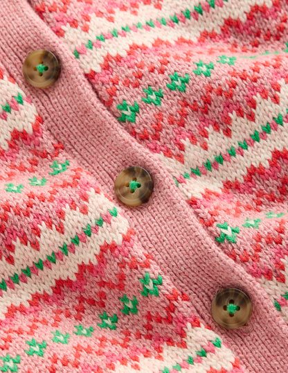 Gilet motif jacquard à col-Rose vintage-7