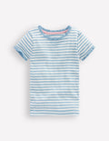 Geripptes Kurzarm-T-Shirt-Gletscherblau Streifen
