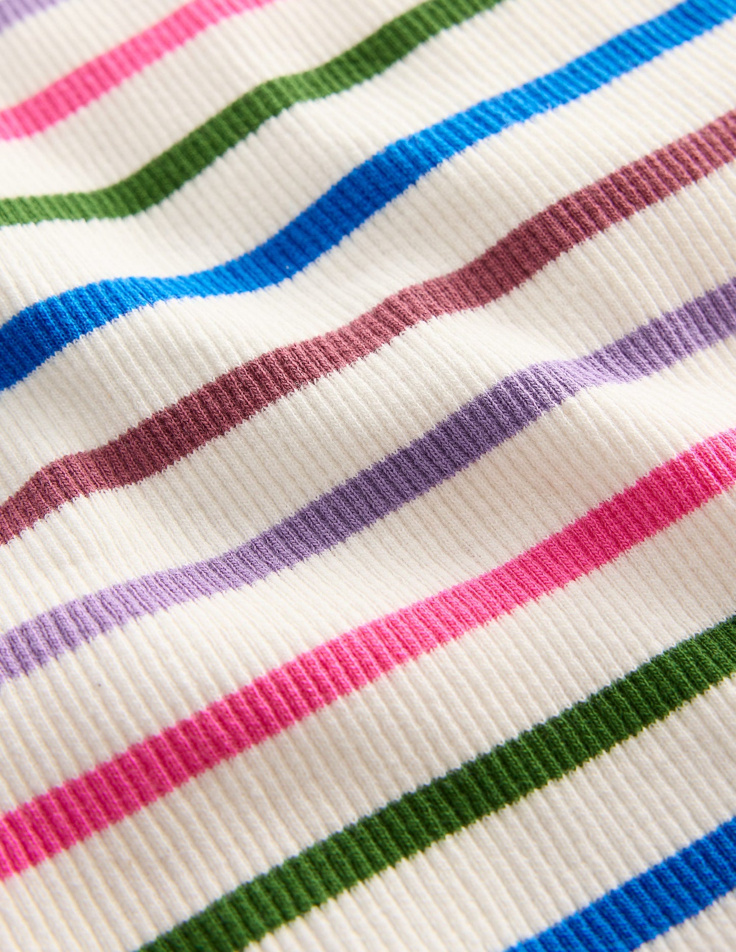 T-shirt côtelé à manches courtes-À Rayures Multicolores