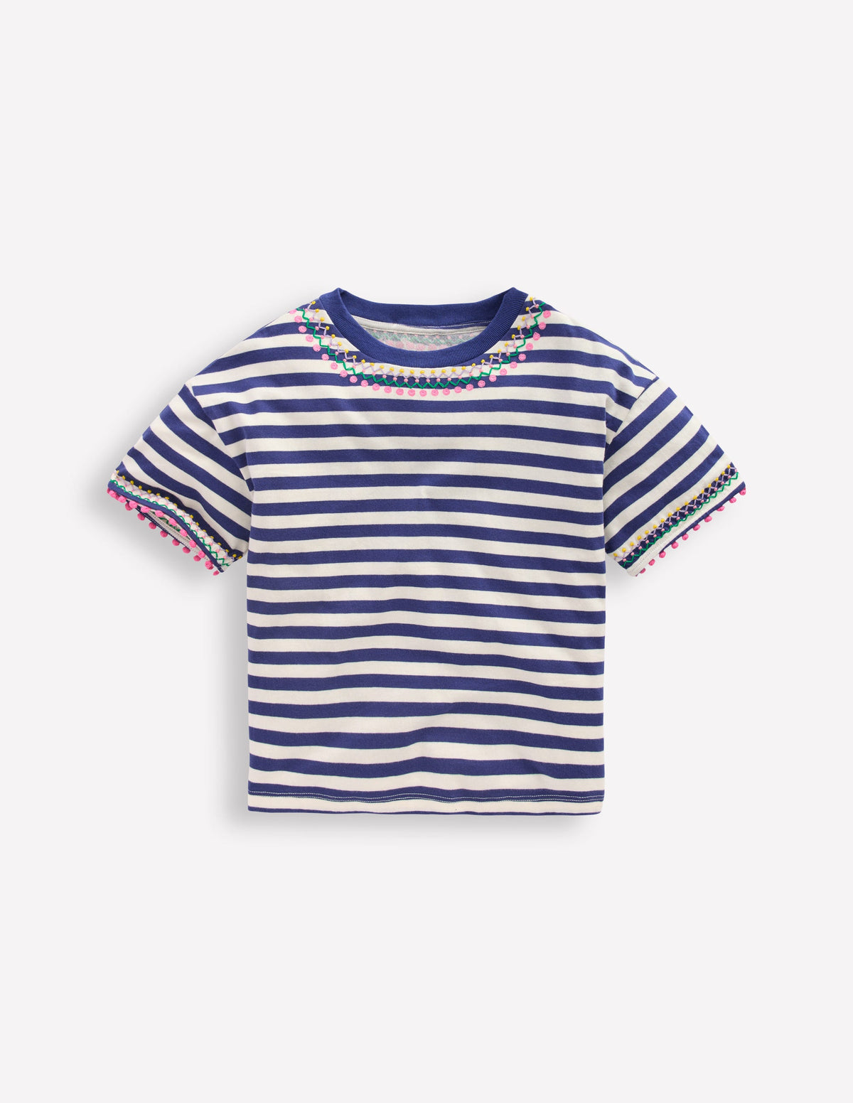 T-shirt décontracté brodé-Bleu Marine - Image 1
