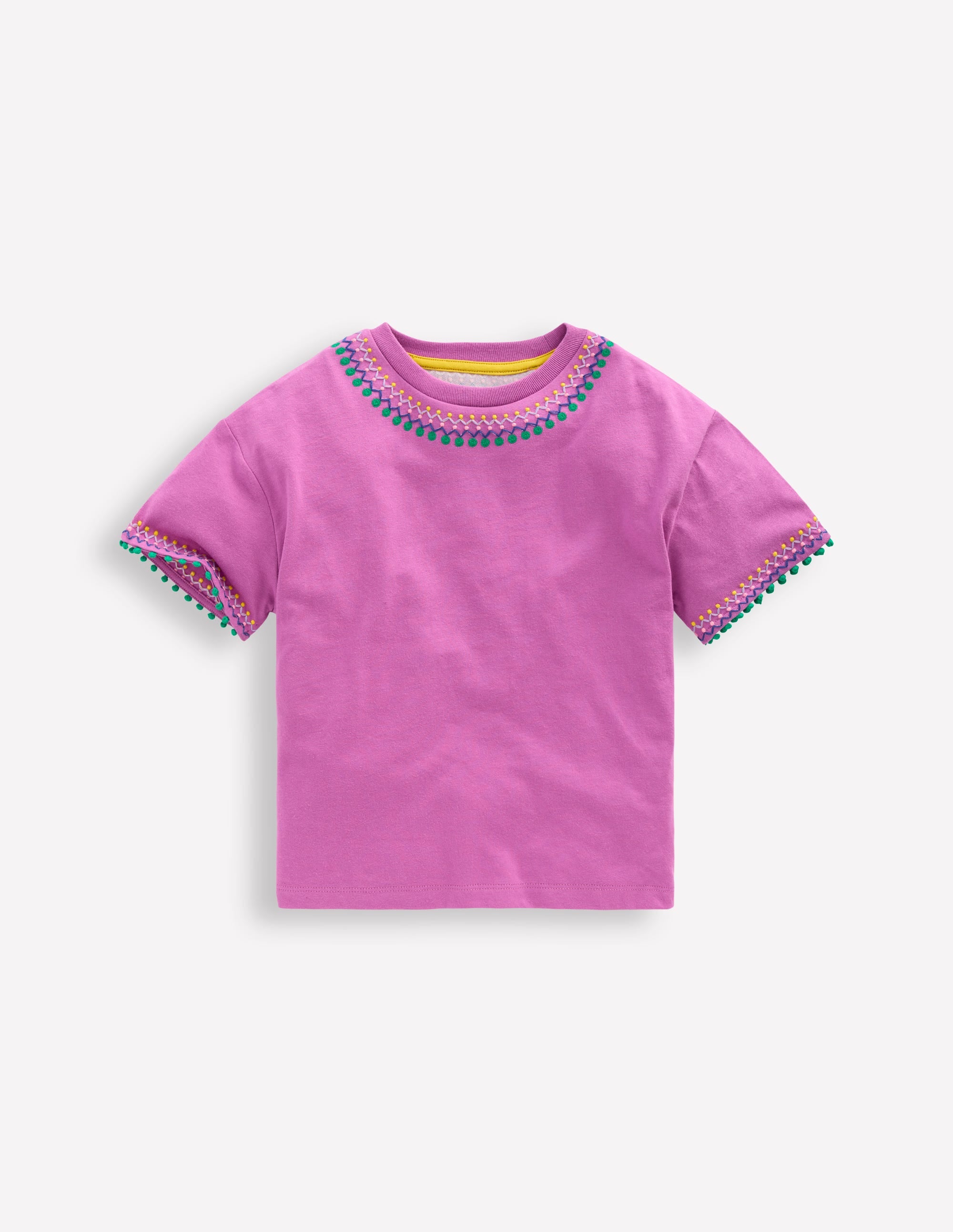 T-shirt décontracté brodé-Orchidée éclatante - Image 1