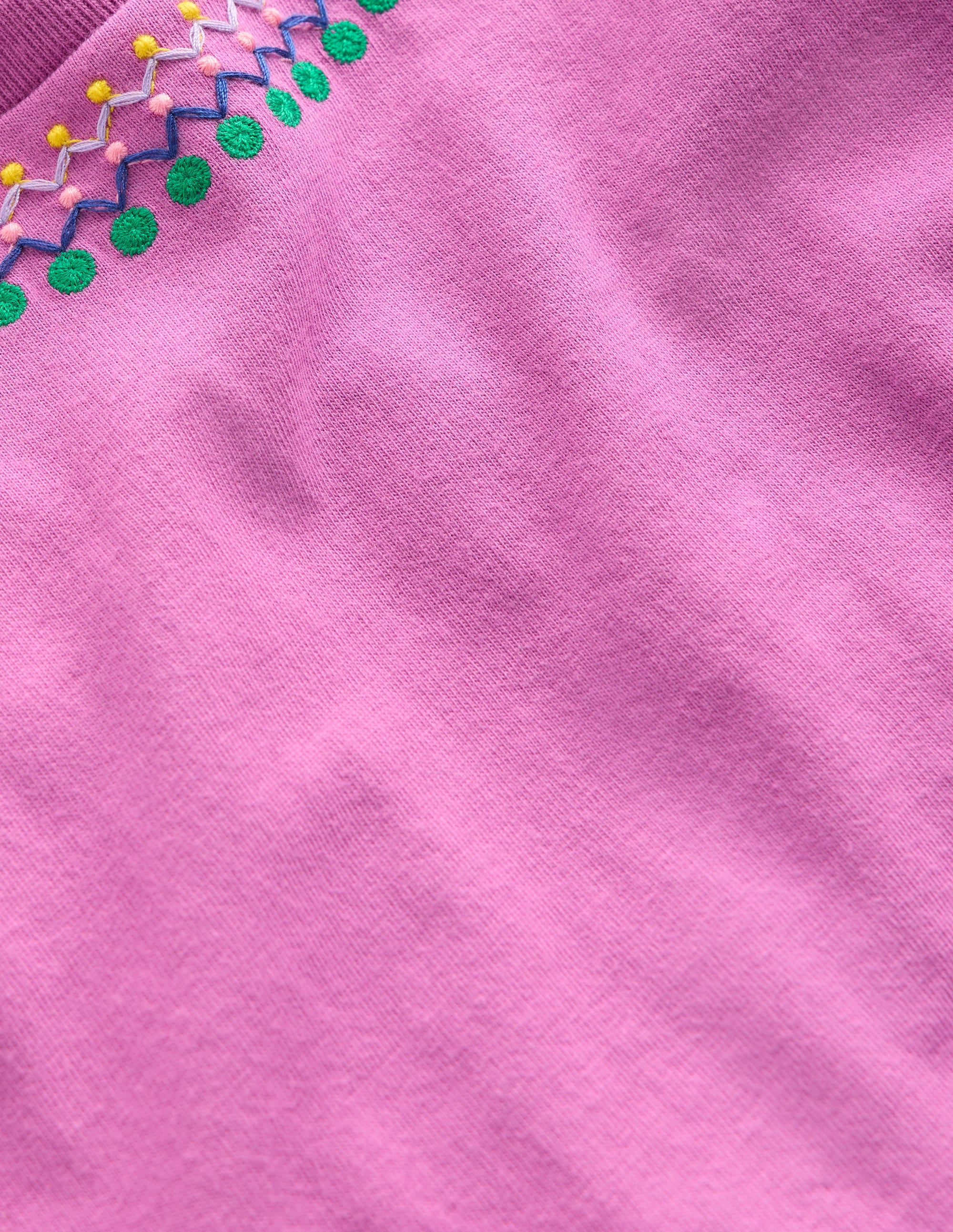 T-shirt décontracté brodé-Orchidée éclatante - Image 3