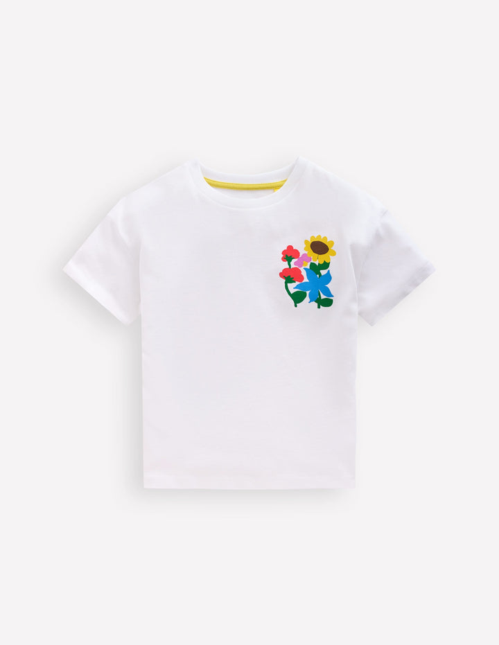 T-shirt imprimé à manches courtes-Fleurs blanc