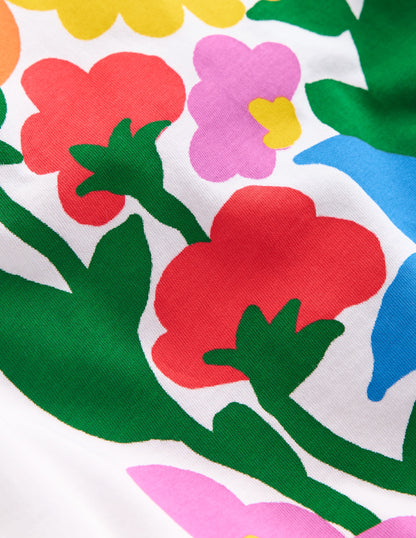 T-shirt imprimé à manches courtes-Fleurs blanc-3