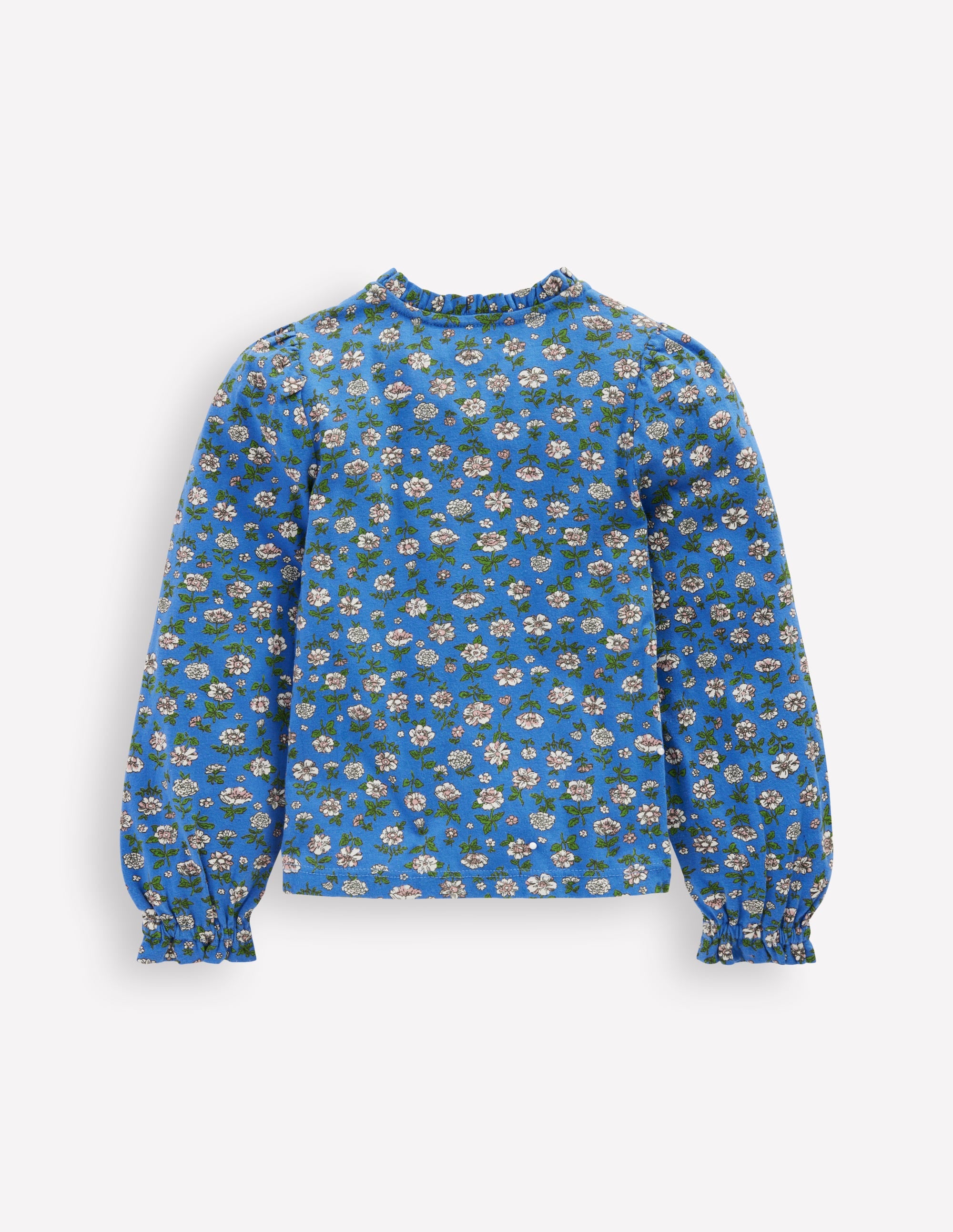 Gesmokte Jerseybluse-Delftblau Gartenblume - Image 5