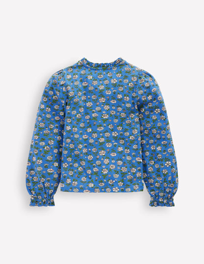 Blouse en jersey à smocks-Motif Garden Flower Delft-5