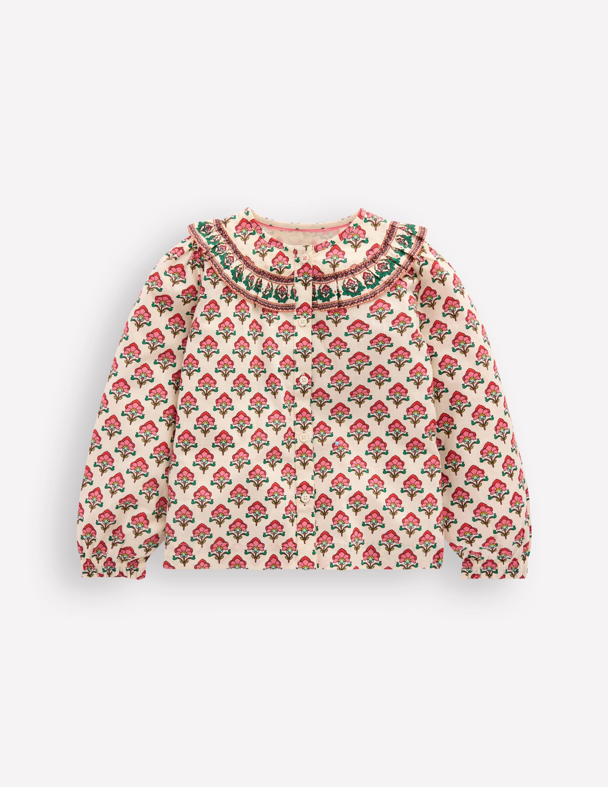 Bluse mit Rüschenpasse-Holzblock-Blume - Image 1
