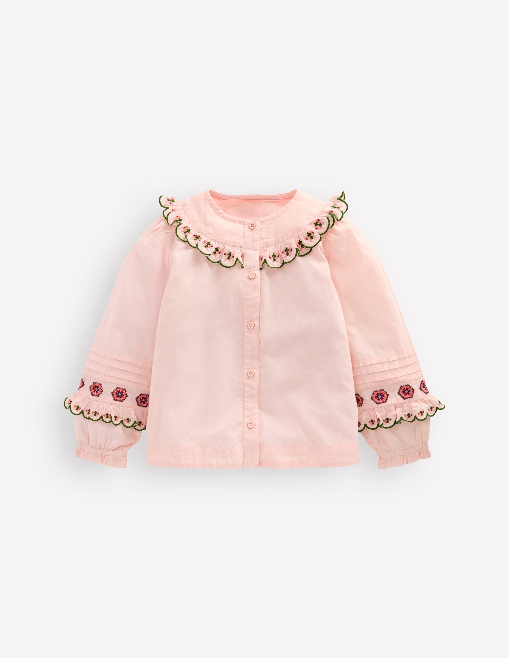 Bluse mit Rüschenpasse-Lotus Stickerei - Image 3