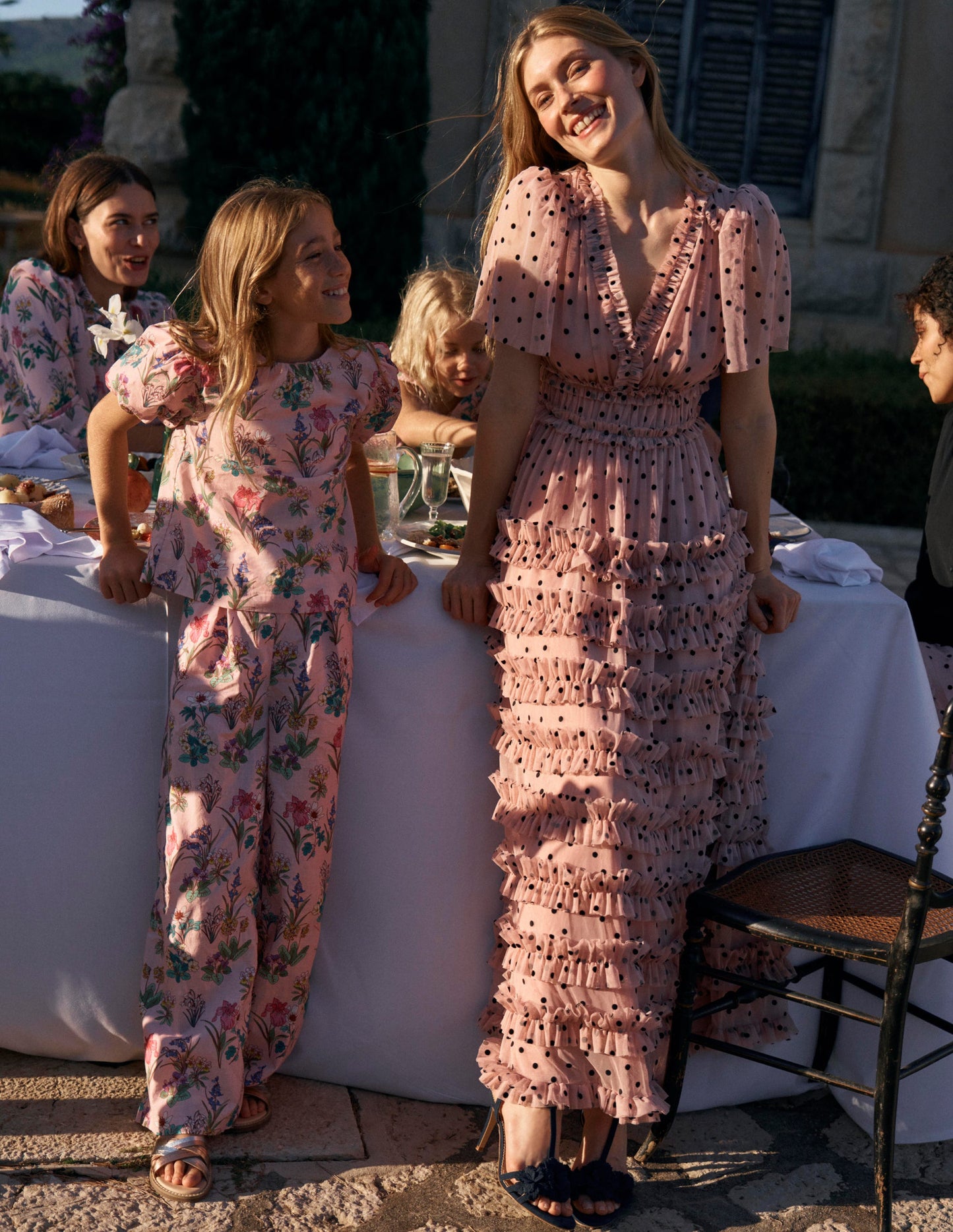 Gewebtes Oberteil mit Puffärmeln-Pink Geblümt