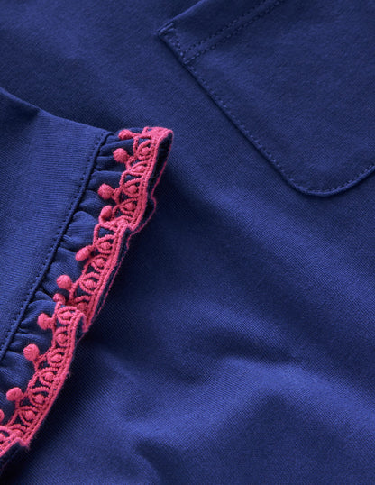 Tunika mit überschnittenen Schultern-Marineblau-3