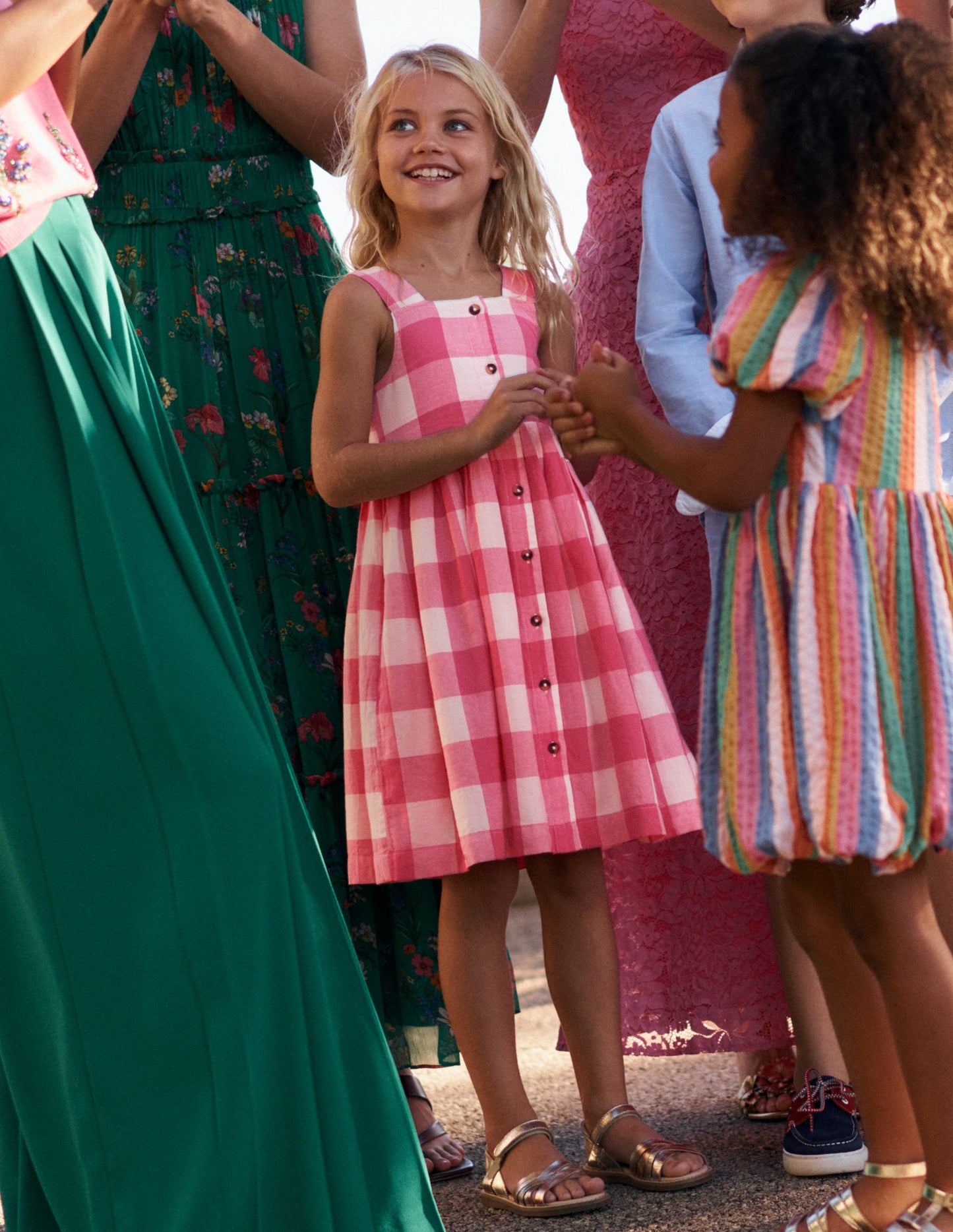 Remy Kleid mit durchgehender Knopfleiste-Kräftiges Rosa Vichykaro