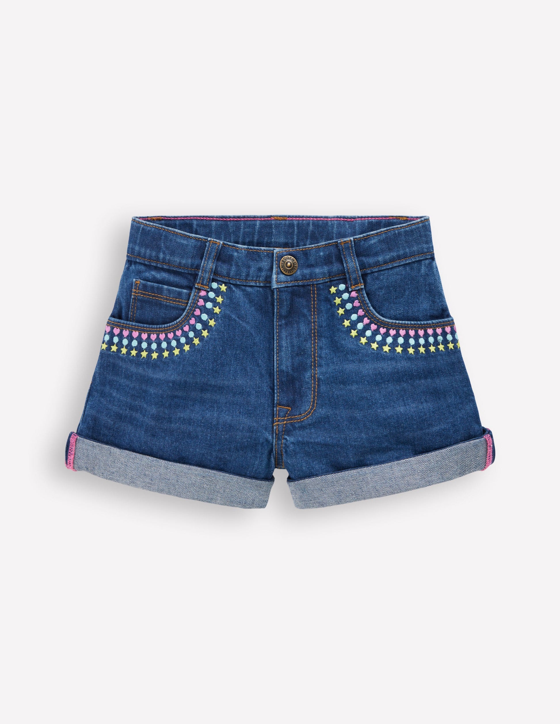 Short en jean-Brodé vintage moyen-1