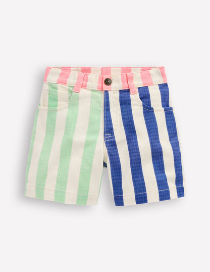 Denim Shorts-Multi Hotch Potch Stripe-1