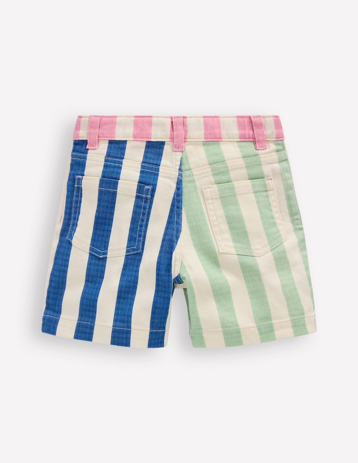 Denim Shorts-Multi Hotch Potch Stripe