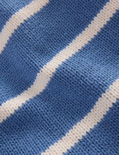 Pull à emmanchures basses-Bleu lac argenté/écru chiné-5