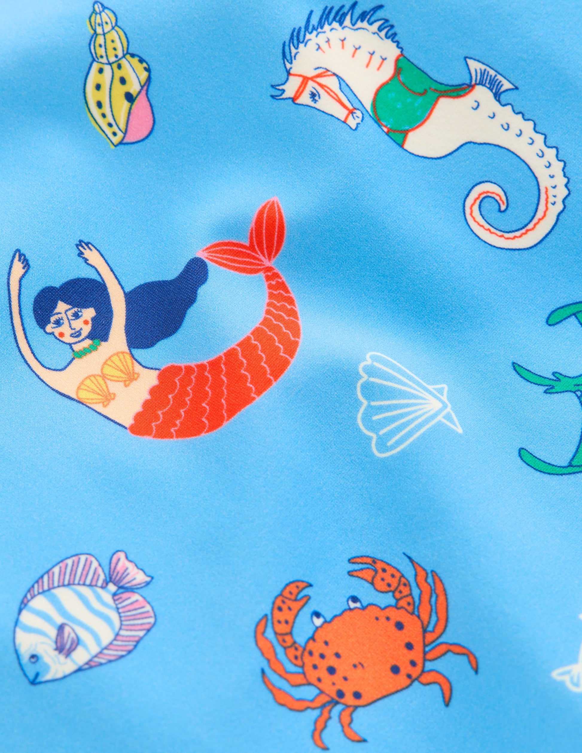 Maillot de bain imprimé croisé dans le dos-Sirènes bleu cabanon-3