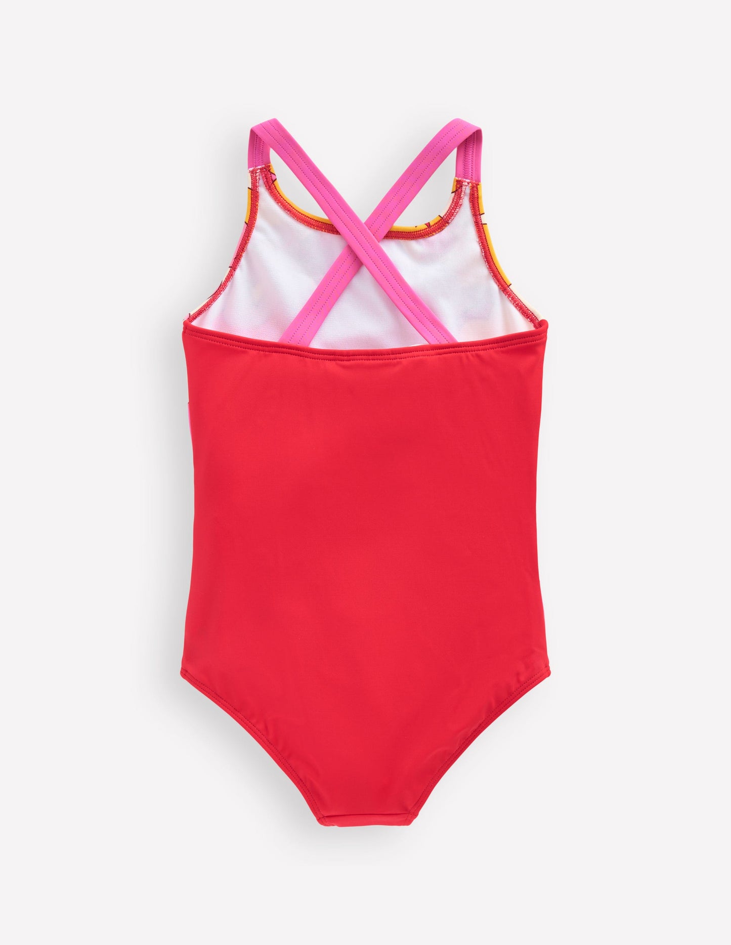 Maillot de bain imprimé croisé dans le dos-Motif Sixties Sunrise rouge cannelle