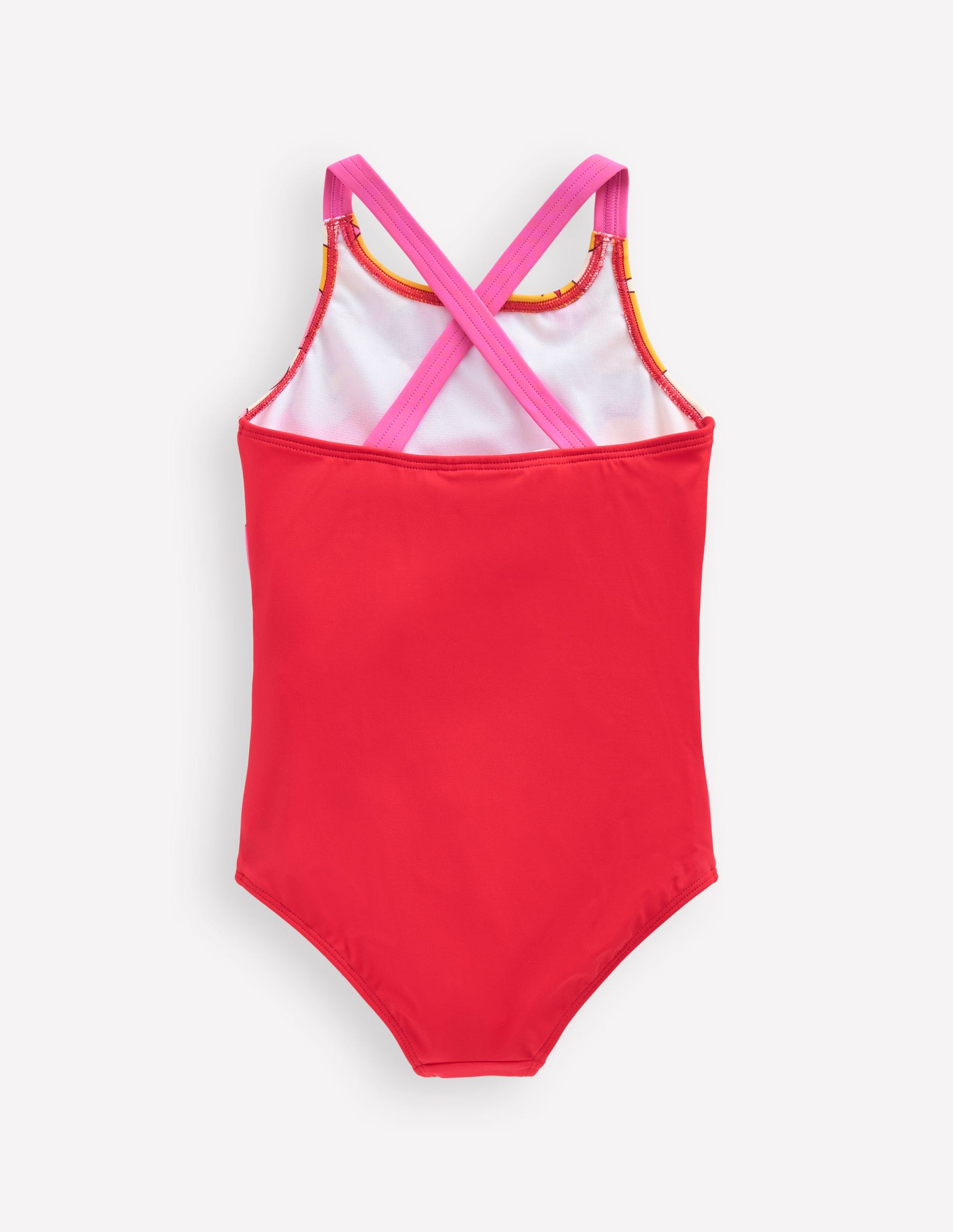 Maillot de bain imprimé croisé dans le dos-Motif Sixties Sunrise rouge cannelle-2