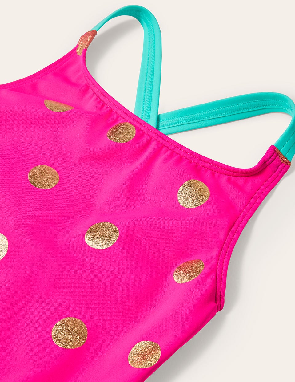 Cross-Back Printed Swimsuit-Fuchsia Pink Foil Spot-3