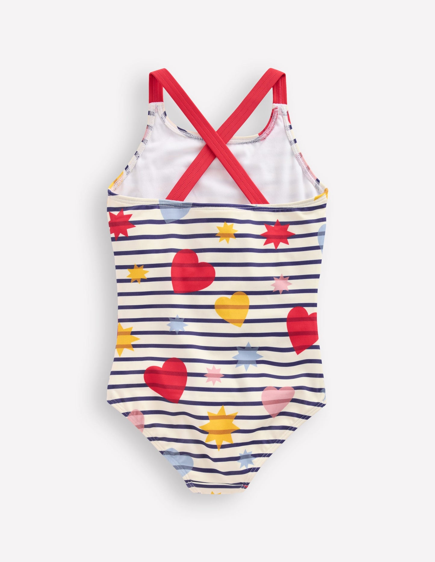 Maillot de bain imprimé croisé dans le dos-Rayé céleste multi