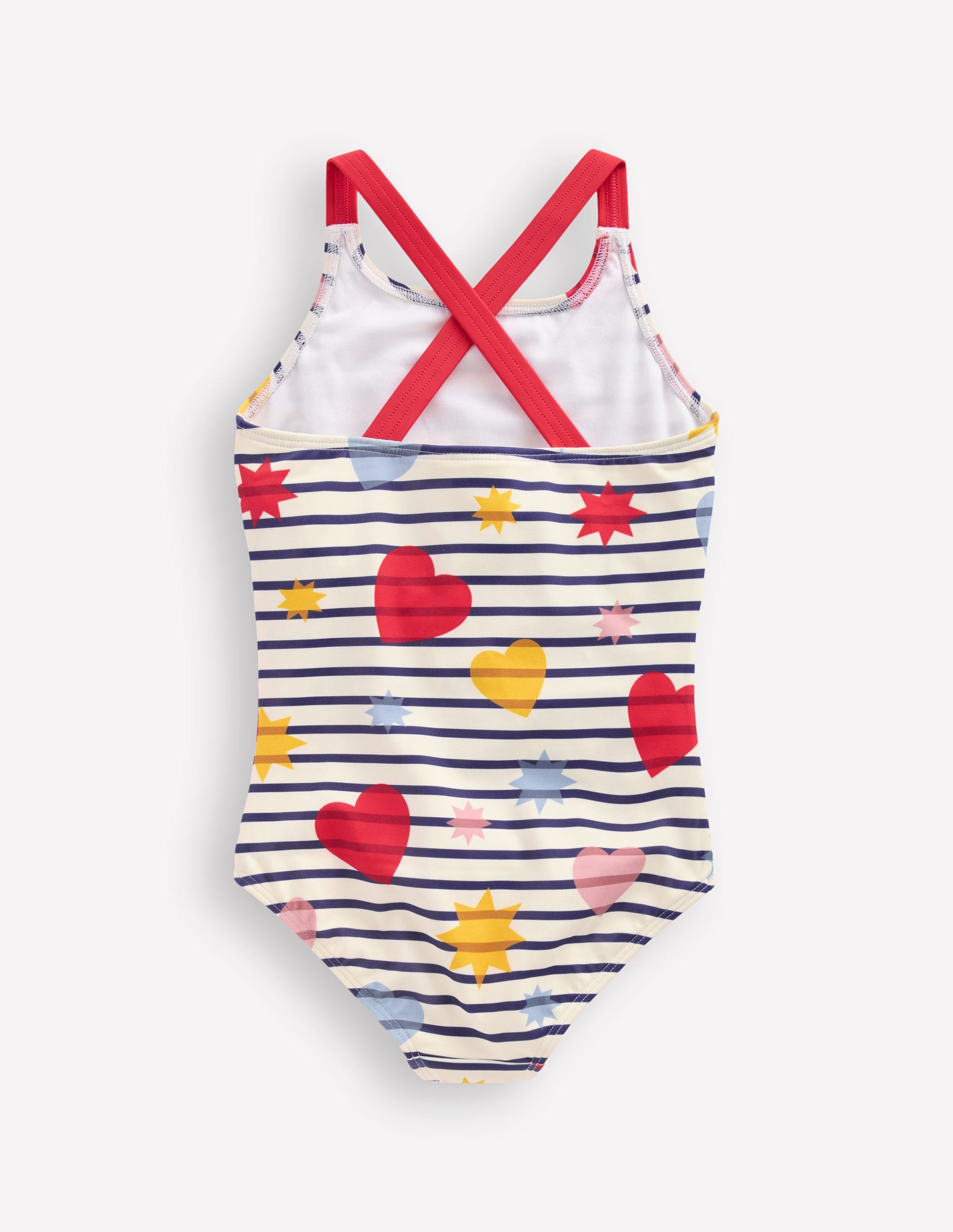 Maillot de bain imprimé croisé dans le dos-Rayé céleste multi-2