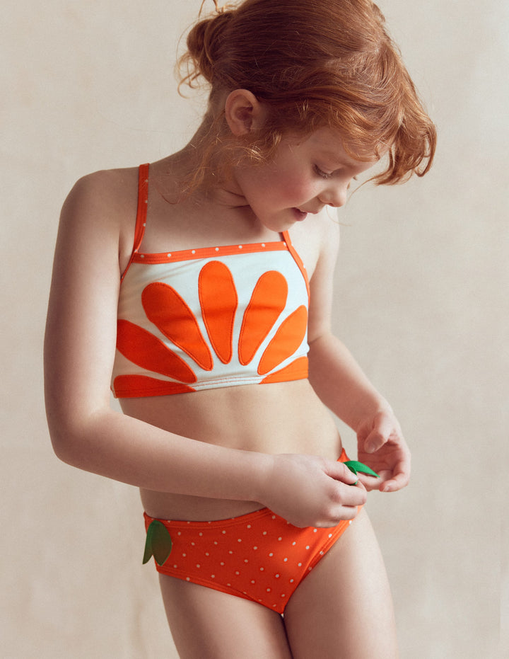 Bikini croisé dans le dos à logo-Orange Vif