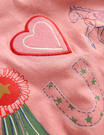 Hübsches T-Shirt mit Rüschen-Mandelrosa Pferdesport-3