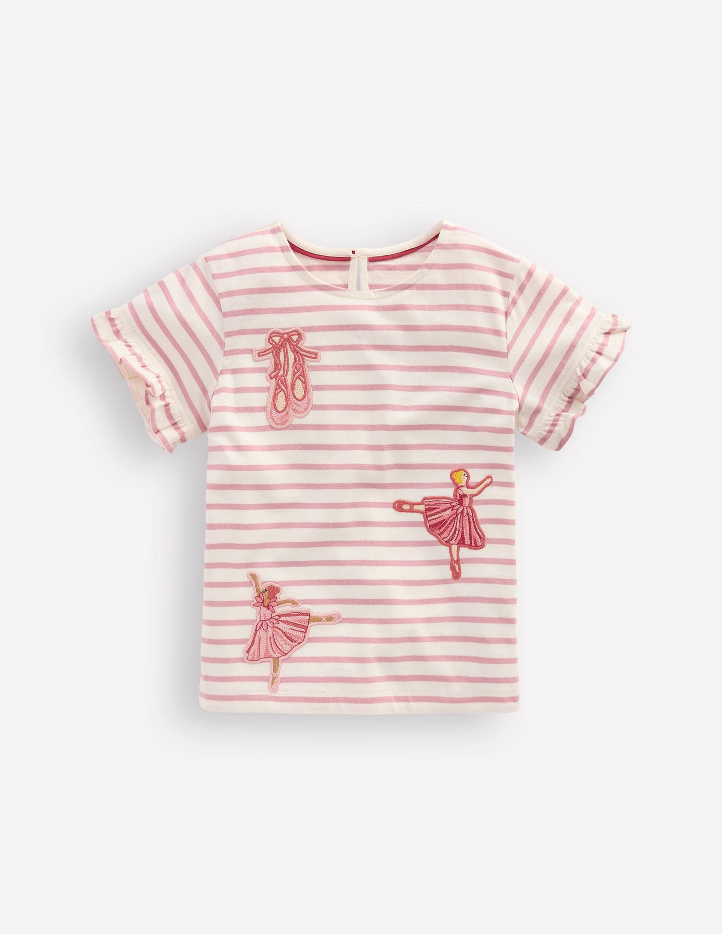 Hübsches T-Shirt mit Rüschen-Rosa Streifen Balletttänzerinnen