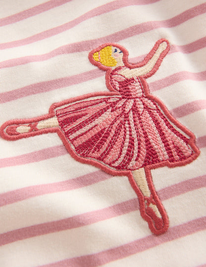 Hübsches T-Shirt mit Rüschen-Rosa Streifen Balletttänzerinnen-3