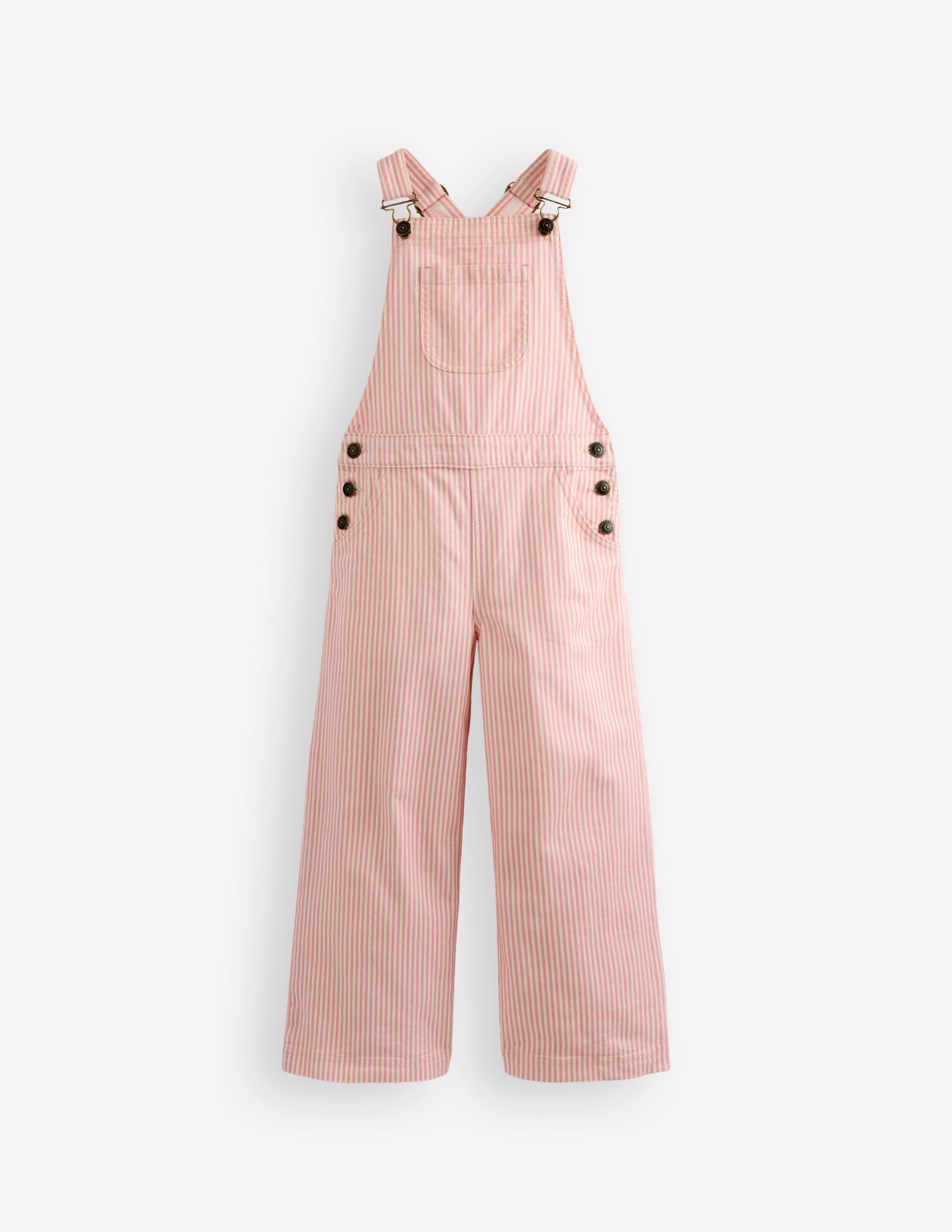 Wide Leg Dungaree-Pink Ticking Stripe - Image 1