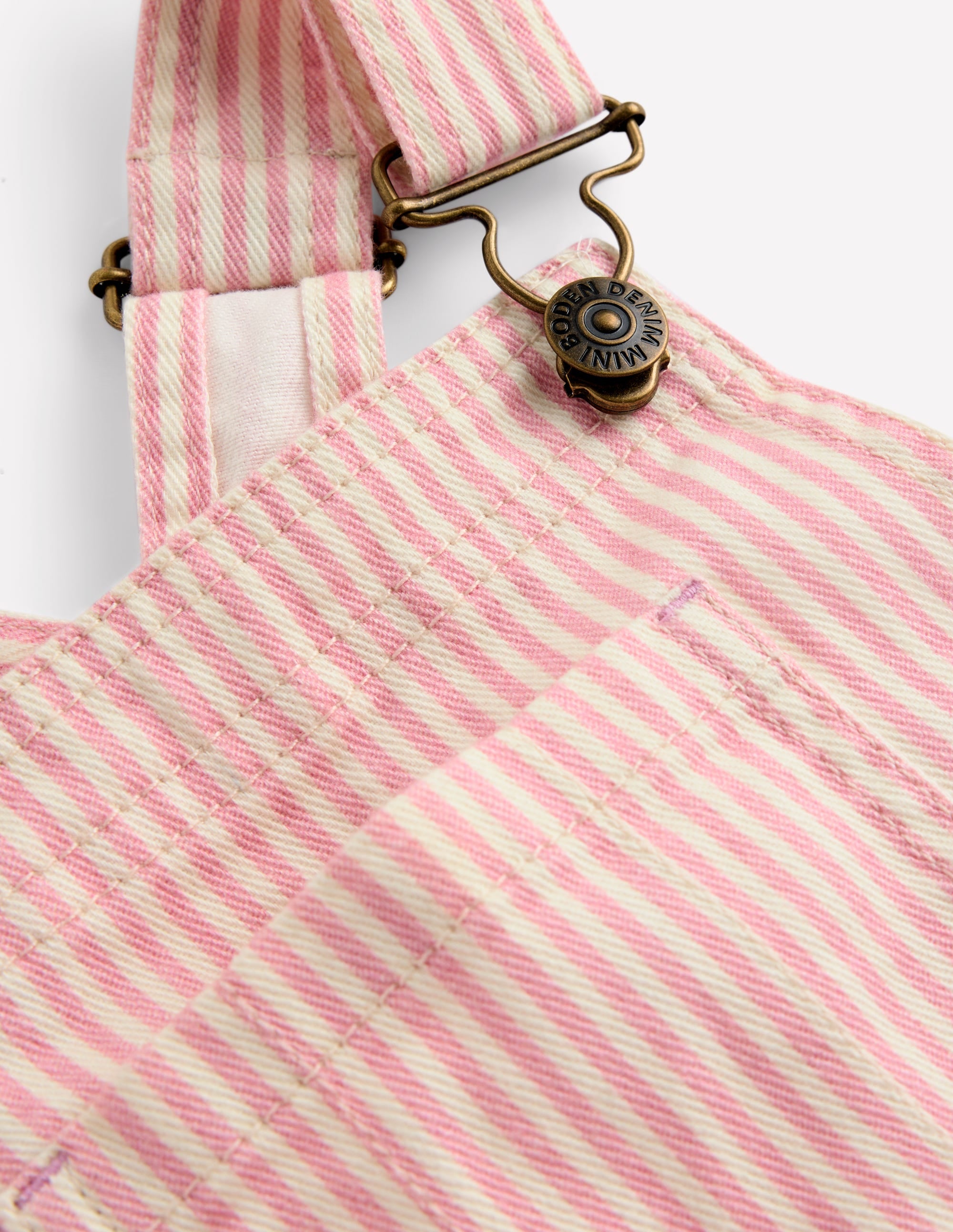 Wide Leg Dungaree-Pink Ticking Stripe - Image 3