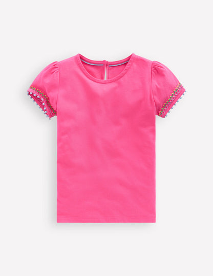 T-shirt à manches bouffantes-Rose flamant-1