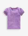T-Shirt mit Puffärmeln-Asternlila